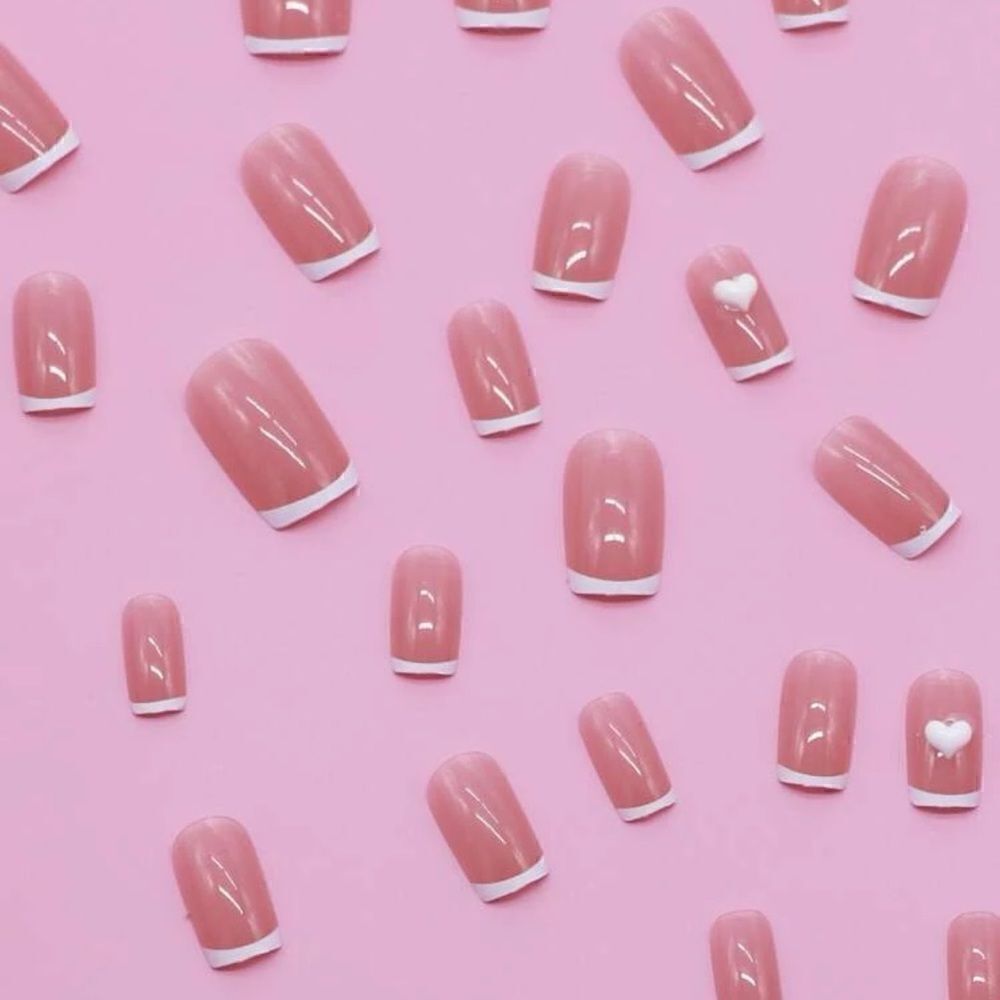 24 pcs Acrylic French Square Press On Nail Set Reusable - Picture 4 of 8